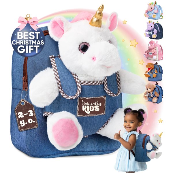 Naturally KIDS Unicorn Toys Gifts for 2 Year Old Girls, 3 Year Old Girl Gifts, 2 Year Old Girl Birthday Gift, Christmas Gifts for 3 Year Old Girl, Toddler Unicorn Backpack