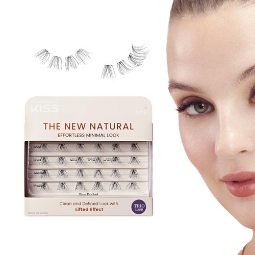KISS The New Natural, False Eyelashes, Neo', 12mm-14mm, Includes 24 Wisps, Contact Lens Friendly, Easy to Apply, Reusable Strip Lashes