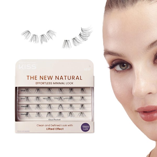 KISS The New Natural, False Eyelashes, Neo', 12mm-14mm, Includes 24 Wisps, Contact Lens Friendly, Easy to Apply, Reusable Strip Lashes