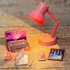 7 Pcs Miniature Laptop Tablet Phone Mini Books Desk Lamp Miniature Office Mini House Accessories, Pink