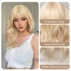 testar Blonde Wigs for White Women 22 Inch Platinum Blonde Wig With Bangs Hair Replacement Wigs Realistic Looking Synthetic Curly Wigs For Daily Party Use