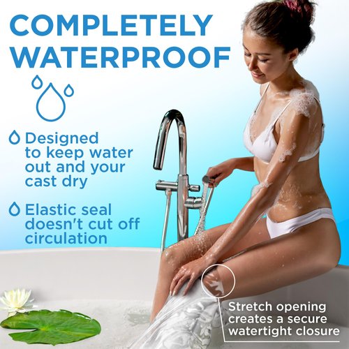 Mighty-X 100% Waterproof Cast Covers for Shower Leg -【Watertight Seal】- Reusable 2pk Half Leg Cast Covers - Cast Protector for Shower Leg Adult Knee, Ankle, Foot