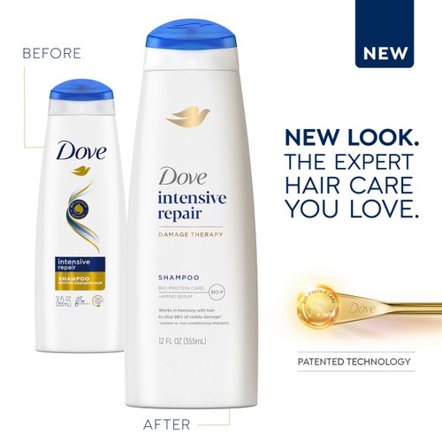 Dove Ultra Care Shampoo Intensive Repair for Damaged Hair Shampoo with Bio-Restore Complex 12 oz