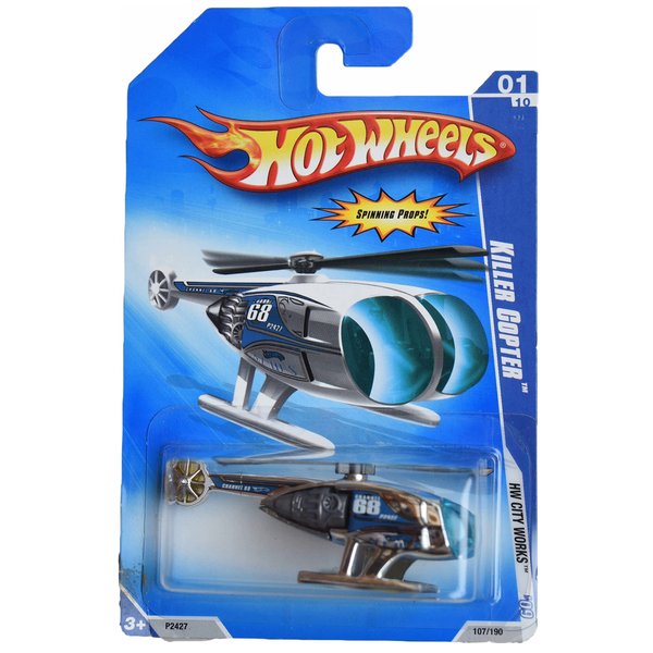 Hot Wheels Killer Copter, [Blue/Silver] 107/190 2009 City Works 1/10