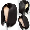 MIMORE 12Inch Bob Wigs Straight Short Bob Wig Lace Frontal Human Hair Wigs 4x1 T Part Lace Closure Brazilian Virgin Human Hair Straight Bob Lace Front Wigs with Baby Hair Pre Plucked Natural Color
