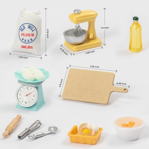 SAMCAMI Miniature Dollhouse Accessories - Dollhouse Furniture 1 12 Scale - Mini Stuff for Dollhouse Kitchen - Stand Mixer, Kitchen Scale, Flour, Rolling pin and Others