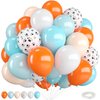 Dog Paw Orange and Blue Balloons,12 Inch Paw Print Orange Retro Blue Teal Ivory White Balloons with Ribbon,for Boys Paw Birthday Baby Shower Graduation Engagement Blue and Orange Party Decorations