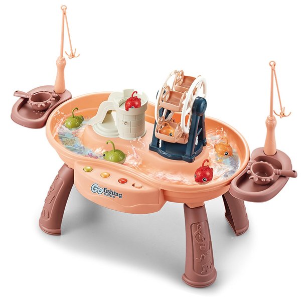 JS-Drhome Water Table for Toddlers, Play Sink with Running Water with Music, Fishing Game and Waterwheel Function - Indoor & Outdoor Sensory Toys for Girls and Boys 1-3