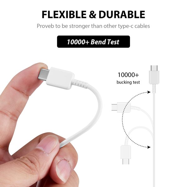 Works PRO USB Type-C Charger for Asus Rog Phone 5s Pro Provides Fast Charging at 5Amps/100 Watt Capacity (White 1M)