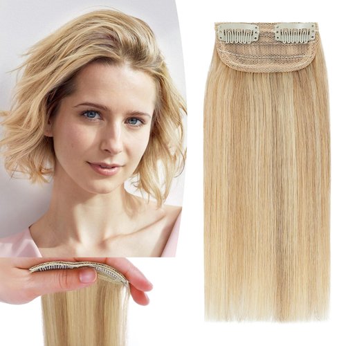 Benehair Hair Extensions for Short Hair Natural Invisible Clip in Human Hair Extensions for Women with Thinning Hair Add Hair Volume 8Inch Seamless Hair Extensions #18P613 Ash Blonde&Bleach Blonde