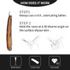 Straight Razor Wooden Handle Shaving Ready for Men Barber,Straight Edge Razor Kit Professional Shaving Razor with Leather Strop Brush Shaving Cream,Barber Approved
