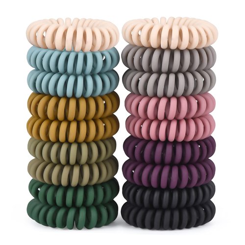 TIZZYT Hair Ties, 18 Pack Women Elastic Hair Ties, No Crease Spiral Hair Ties,Ponytail Hair Band Without Crease, Strong Stretching Force, Suitable For Women And Children With Thick Or Thinning Hair