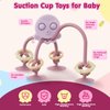 Happi2U Baby Teething Toys, High Chair Toy with Suction Cup for Infant Toddlers 6 12 18 24 Month, Food Grade Silicone Teether with Oak Loop, Montessori Sensory Educational Baby Bath Toy Gifts (Rose)