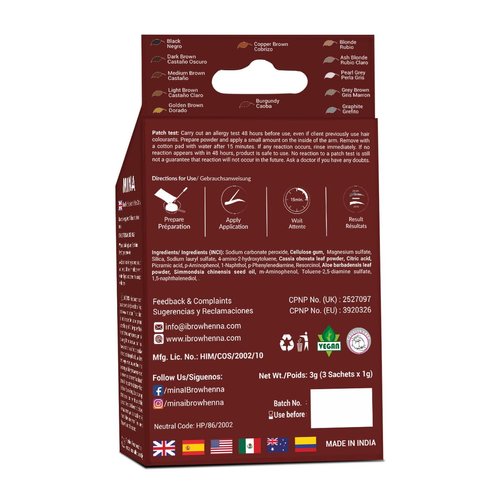 Mina ibrow Hair Color Burgundy|Natural Spot coloring Hair Tinting Powder, Water and Smudge Proof | No Ammonia, No Lead with 100% Gray Converge|Vegan and Cruelty free