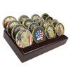 4 Rows Coin Holder, US Army Military Collectible Challenge Coin Display Case Wood Stand, Holds 12-16 Coins