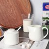 ONTUBE Porcelain Sugar and Creamer Set of 3,Cream Pitcher, Spoon, Sugar Bowl with Lid,Cream (White)