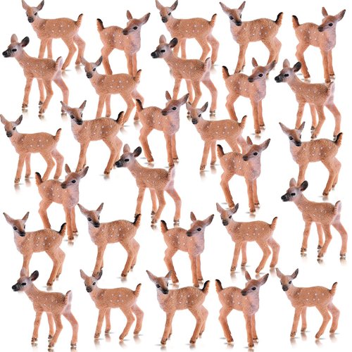 Skylety 14 Pieces Miniature Deer Figurines for Crafts Deer Cake Toppers Mini Deer Figurines Deer Toys for Birthday Party Shower Decorations
