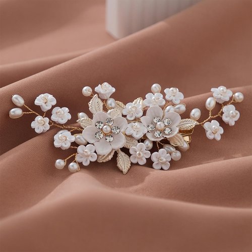 Bridal Crystal Rhinestone Hair Accessories: Pearl Flower Barrettes, Headpieces, and Hair Pins for Women and Girls