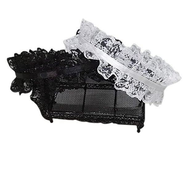 Handmade Hair Accessory Headband Gothic lolita cosplay maid black and white lace hair trim hair hoop