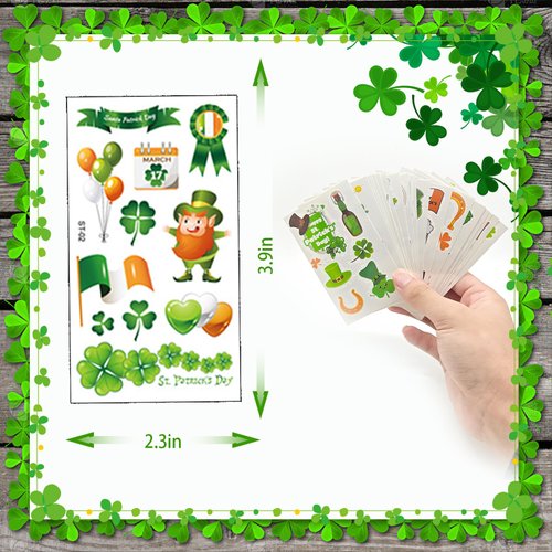 St Patricks Day Temporary Tattoos,100+Pcs Shamrock Face Body Tattoo For Kids Adult Saint Patrick’s Day Boys Girls Makeup Decorative Stickers Irish Party Leprechauns Favor For Birthday Supplies Gifts
