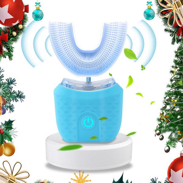 TAISHAN Ultrasonic Electric Toothbrush,U-Shaped Automatic Toothbrush 360° Cleaning with UV Light, Wireless Charging 4 Clearing Modes, Washable Travel Home Dual-Use