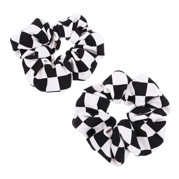2 Pcs Black and White Checkered Hair Rope Hair Headbands Hair Ties Women Scrunchies Chessboard Pattern Hair Ribbons Scrunchies Ponytail Scrunchies Ponytail Holders Pu