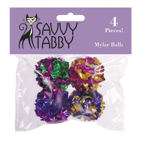 Savvy Tabby Mylar Balls Cat Toys, 4-Packs