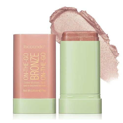 GECOMO On-The-Go Soft Creamy Highlighter Blush Bronzer Makeup Stick,Blendable Natural Glow Makeup Cream Blush Highligh 0.6 Oz - 02 SOFT GLOW