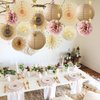 Pink Champagne Party Decorations Dusty Rose Champagne Gold Beige Boho Party Decorations Neutral Cream Pom Poms Paper Lanterns for Rustic Pink and Brown Birthday Baby Shower Wedding Engagement