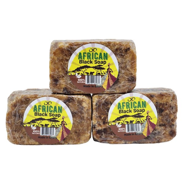 Infinix Beauty 3PCS 1LB 100% Natural African Black Soap with Shea Butter and Pure Honey for Dark Spot Smoother