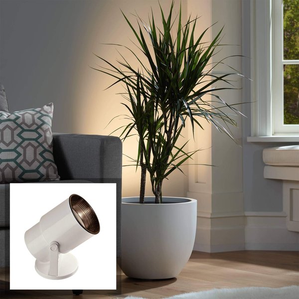 Pro Track Small Uplighting Indoor Accent Spot-Light Plug-in Directional Adjustable Floor Plant Home Decorative Art Desk Picture Table Living Room Interior Gloss White Finish 8" High