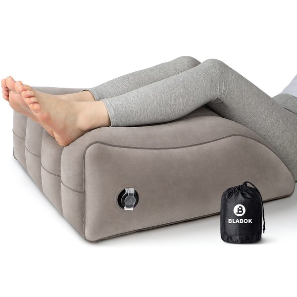 BLABOK Wedge Pillow for Sleeping - Inflatable Leg Elevation Pillow for Swelling,Circulation,Leg & Back Pain Relief,Leg Support Polyvinyl Chloride Pillow for After Aurgery,Hip,Foot,Ankle Recovery