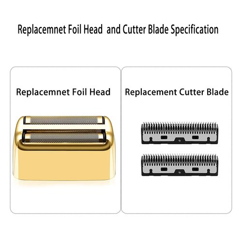 Shaver Replacement Foil and Cutters, Kaynway Professional Shaver Foil Head Cutter Blade for BaBylissPRO Barberology FX Collection Metal Double Foil Shaver (Gold)