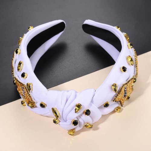 New Year's Eve Headbands for Women Beaded Happy New Year Headbands Jeweled NYE Star Headbands Gold Rhinestone Crystal Knotted Headband New Years Eve Accessories Party Favors Gifts (HAPPY NEW YEAR)