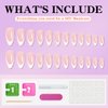 24Pcs Almond Shaped Press On Nails，Almond Press On Nails，Almond Nails Press On，White French Tip Almond Nails Medium Fake Nails with Pearl Design Artificial Nails Stick on Nails For Women