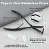 LEONTOOL Tape in Hair Extensions Pliers Stainless Steel Flat Surface Sealing Clamp Pliers Tools with A Pair of Nylon Replacement Tips, Tape Extensions Pliers Tools and Supplies for Women Human Hair
