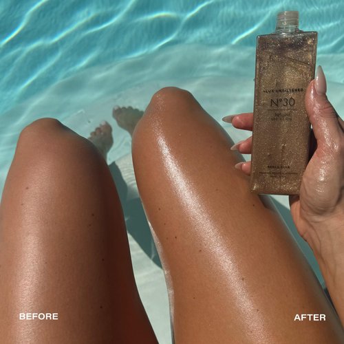 + Lux Unfiltered N°30 High Gloss Tanning Oil with SPF 30 - Hydrating & Nourishing Shimmer Body Oil, Instant Bronze Shimmer Sunscreen - Oxybenzone Free - Broad Spectrum Sunscreen SPF 30