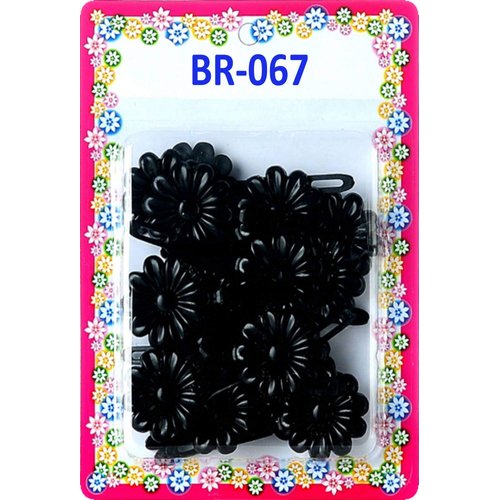 Tara Girls Self Hinge Plastic Flower Hair Barrettes 18 Pieces Selection (Black)