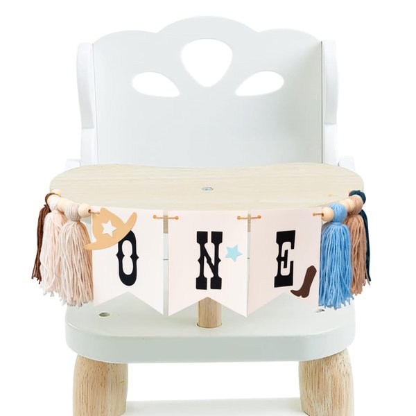 LINZYING Cow 1st Birthday Tassel Highchair Banner, Quality Wood Beads, 6 Colored Tassels, Handmade Decorations, Baby Shower, Birthday, Unisex, Children's Party Supplies