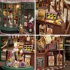 Roroom DIY Miniature and Furniture Dollhouse Kit,Mini 3D Wooden Doll House Craft Model with Dust Proof Cover and LED,Creative Room Idea for Valentine's Day Birthday Gift(Magic Shop)