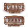 20pcs Metal Snap Clips for Hair Extensions DIY Clip in on Hair Extension Wigs 9 Teeth 32mm 1.2g/pc Black Brown Beige Color (Light Brown)