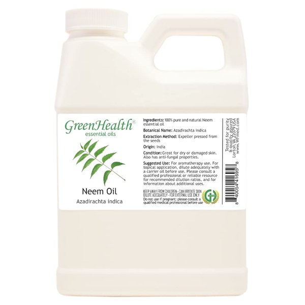 GreenHealth NEEM Oil - 100% Pure Cold Pressed 16 fl oz