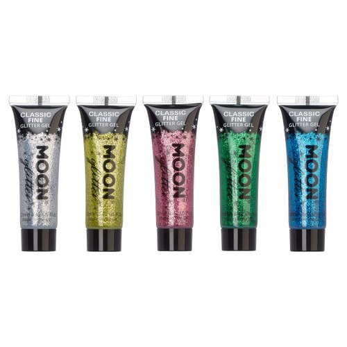 Classic Fine Glitter Gel by Moon Glitter - 0.40fl oz - Set of 5 - Glitter Face Paint