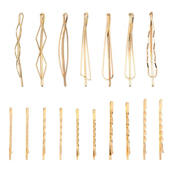 ULTECHNOVO 17 Pieces Bobby Pin Hair Pin Geometric Metal Hair Clip Hair Barrettes for Women Girl Hair Styling Pins Minimalist Hair Decorative Wedding Dainty Accessories Headwear (Gold, Mixed Style)