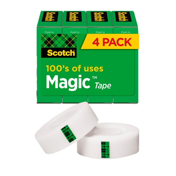 Scotch Magic Tape, Invisible, Home Office Supplies and Back to School Supplies for College and Classrooms, 4 Rolls