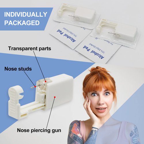 Rayyl Nose Piercing Kit 2Pcs Disposable Nose Piercing Gun built-in nose stud with 12pcs Nose Stud Ring Nose Piercing Kit for Piercing Supplies Piercing Kit