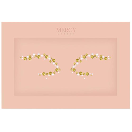 Eye Dazzle Gold Face Jewels by Mercy London Eye Liner Crystal Costume Accessories Face Gems Jewels All In One Halloween Headpiece Stick On