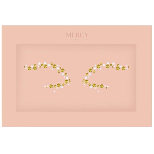 Eye Dazzle Gold Face Jewels by Mercy London Eye Liner Crystal Costume Accessories Face Gems Jewels All In One Halloween Headpiece Stick On