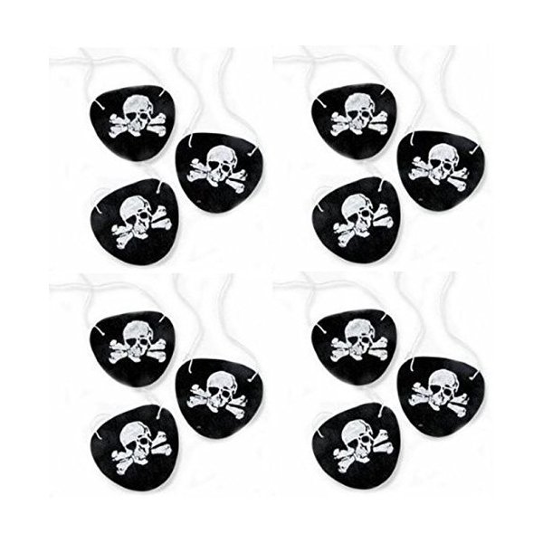 Super Z Outlet Black Felt Pirate Captain Eye Patches Skull Crossbones for Children Party Favors and Costume Prop (24 Pack)