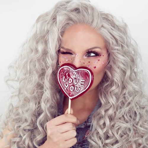 IMSTYLE Light Grey Lace Front Wigs Loose Curly Gray Synthetic Hair Wig for Women Cosplay Party Halloween Bounce Fluffy Hair